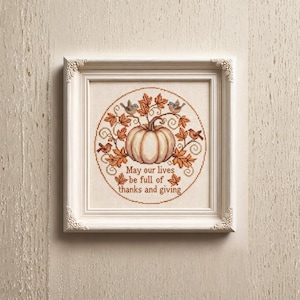 Citation de Thanksgiving citrouille d'automne, motif de point de croix PDF numérique, tableau de décoration d'automne