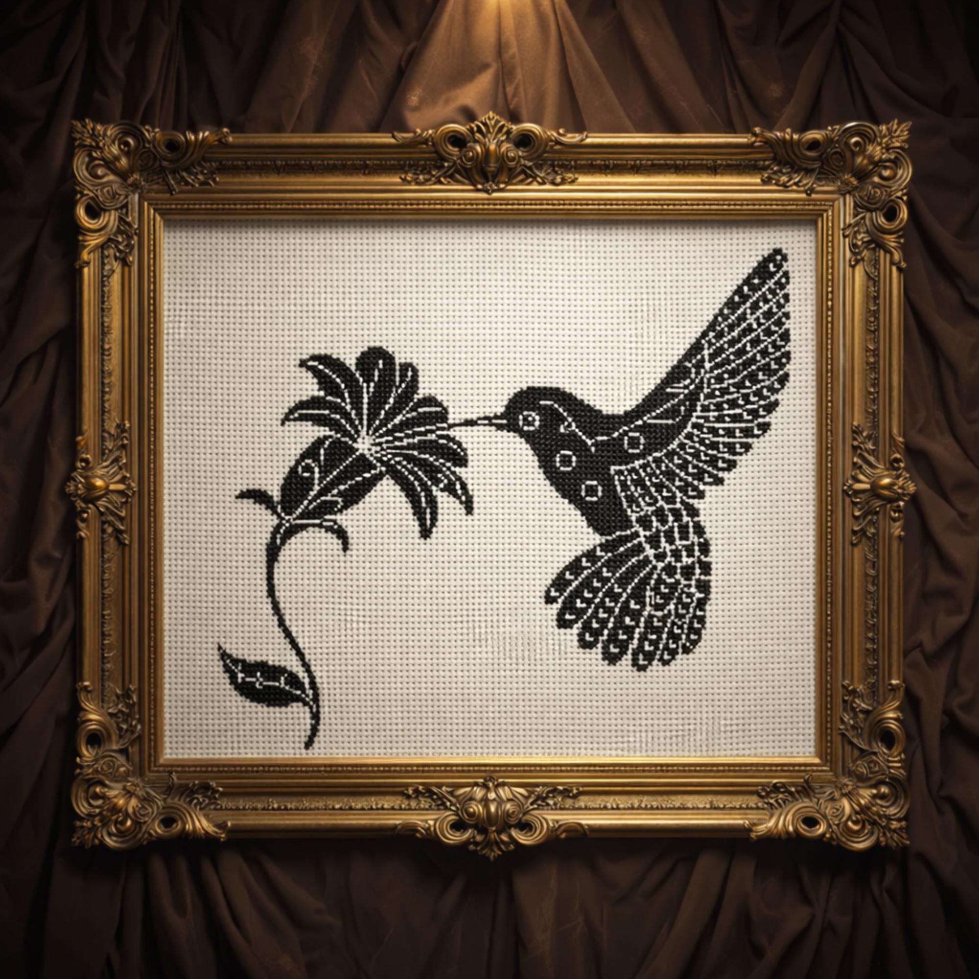 Hummingbird Flower Cross-stitch Pattern PDF Digital Embroidery Chart ...