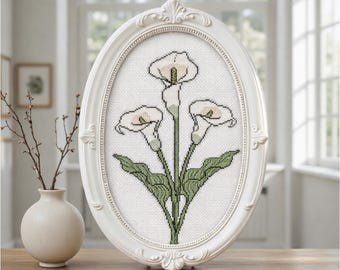 Calla Lily Cross Stitch Pattern PDF Floral Botanical Design