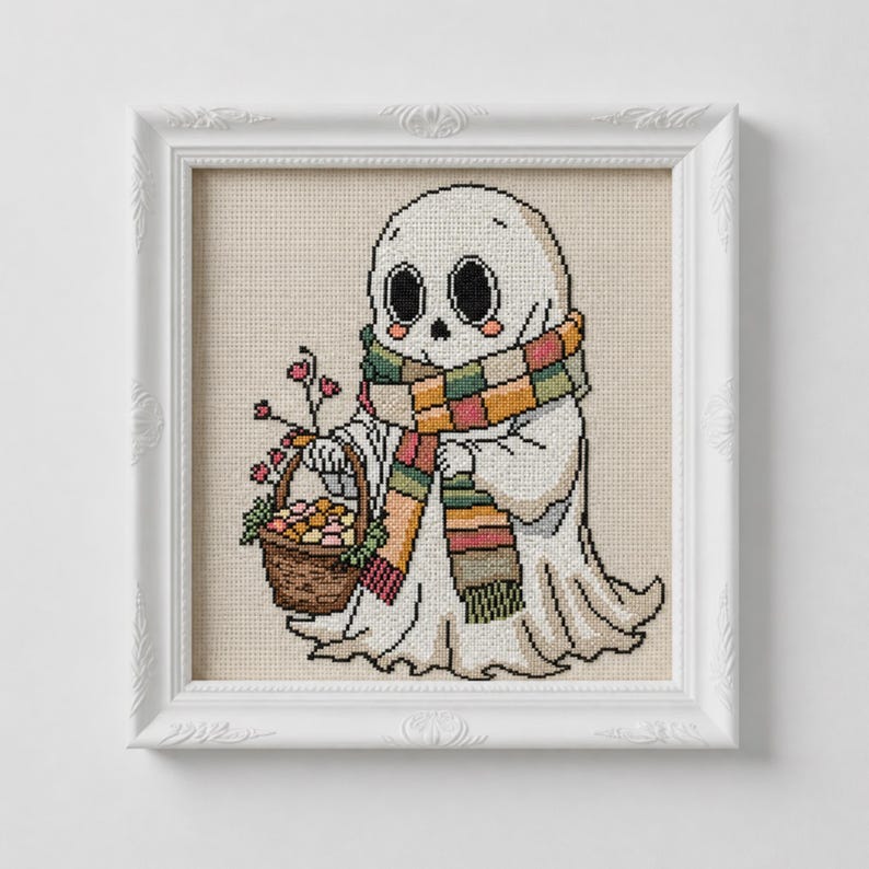 Ghost Cross Stitch Pattern PDF Counted Halloween Embroidery Chart - Etsy