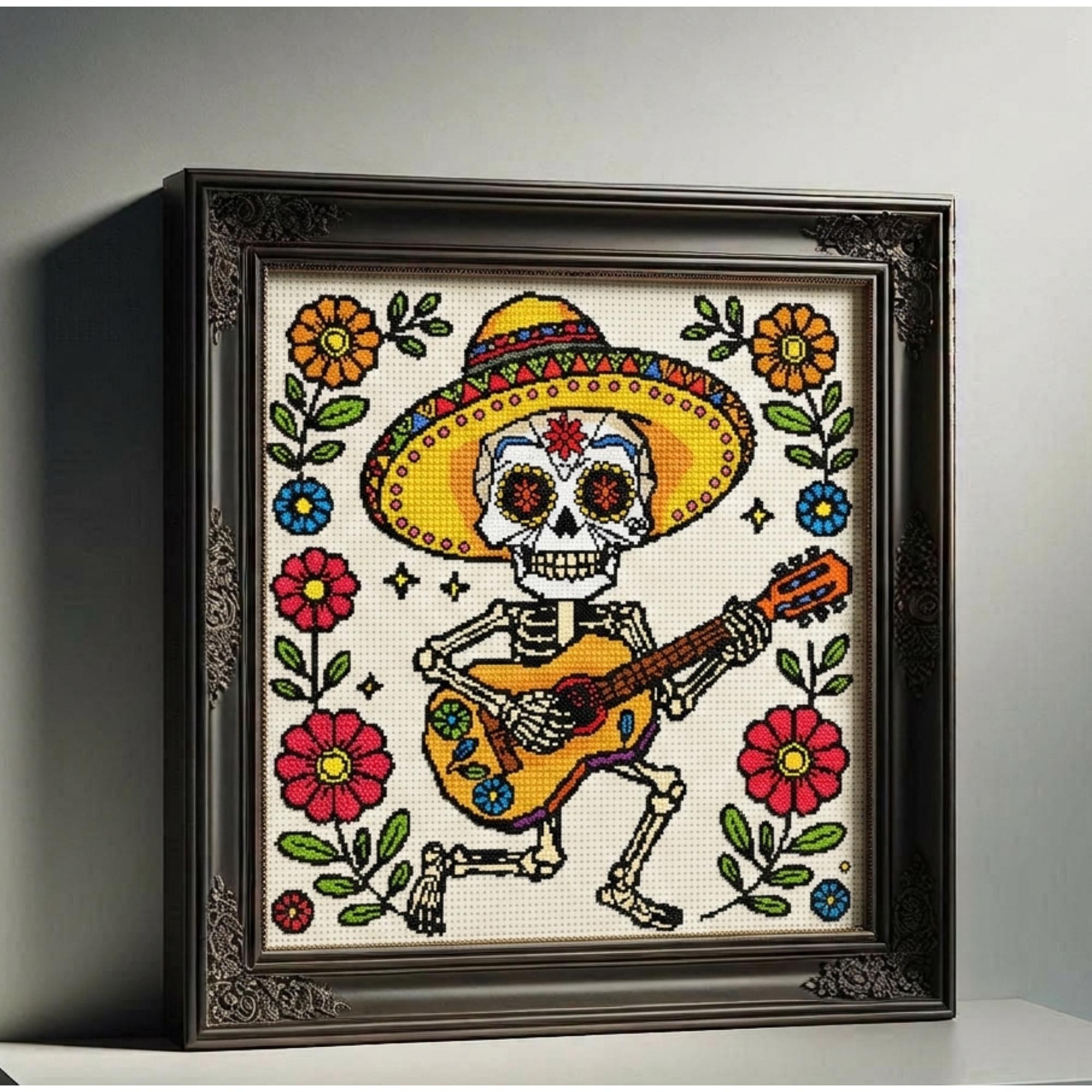 Sugar Skull Cross Stitch Pattern PDF Skeleton Guitar Player - Etsy