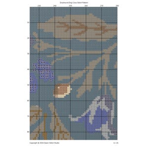 Greyhound Dog Cross Stitch Pattern PDF – Counted Floral Botanical Chart
