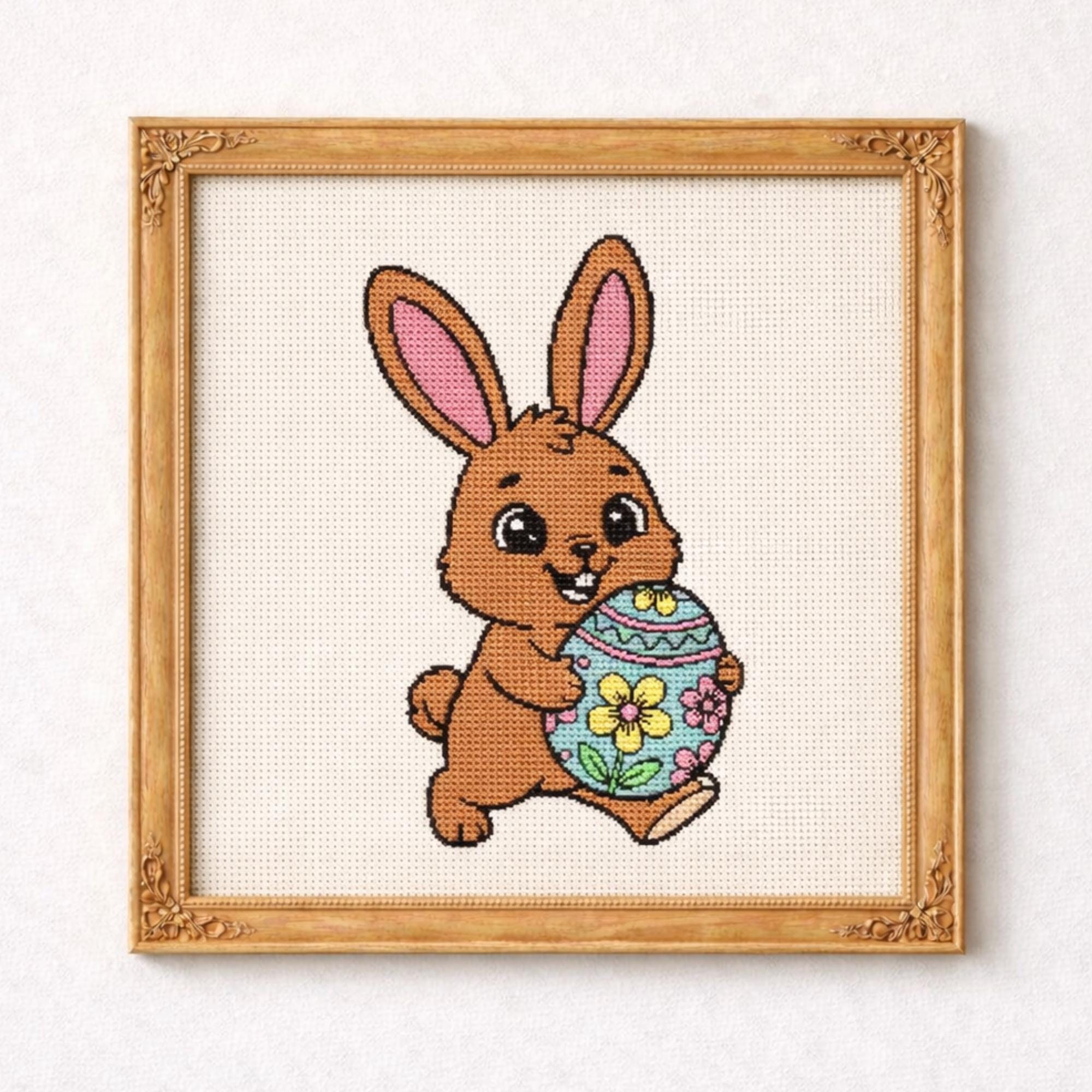 Easter Bunny Cross Stitch Pattern PDF Counted Rabbit Easter Egg Spring ...