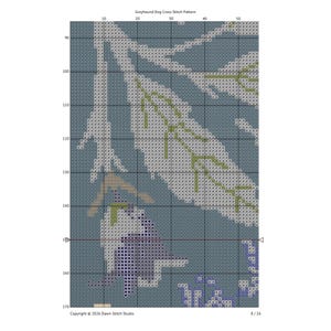 Greyhound Dog Cross Stitch Pattern PDF – Counted Floral Botanical Chart