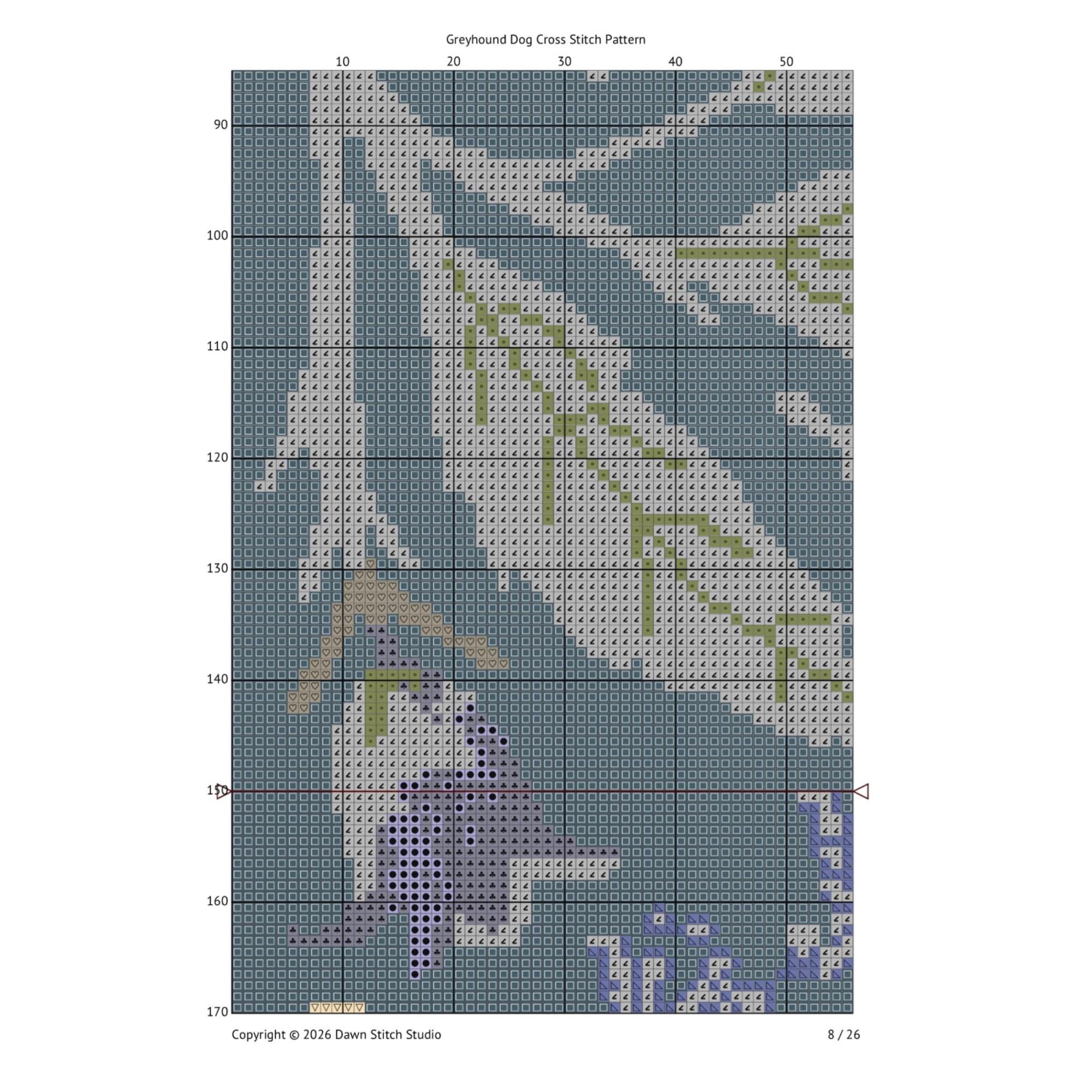 Greyhound Alpha Pattern Greyhound Dog Cross Stitch Pattern PDF – Counted Floral Botanical Chart ...