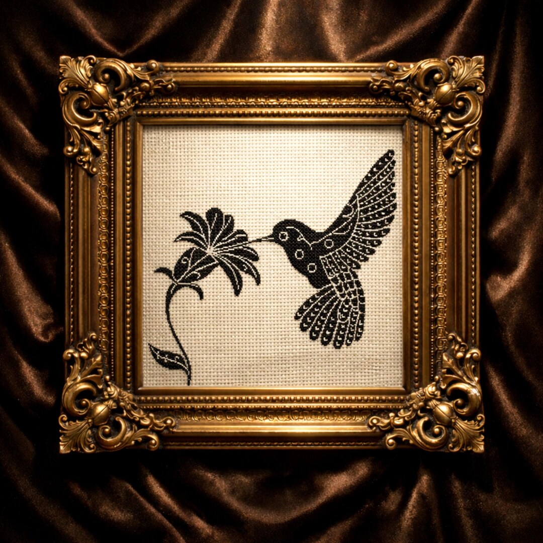 Hummingbird Flower Cross-stitch Pattern PDF Digital Embroidery Chart ...