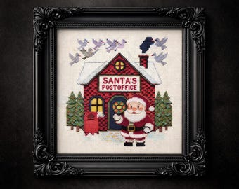 Christmas Village Cross Stitch Pattern PDF Santa Post Office Decor