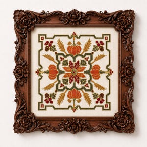 Autumn Pumpkin Quilt Cross Stitch Pattern PDF, Counted Fall Harvest ...