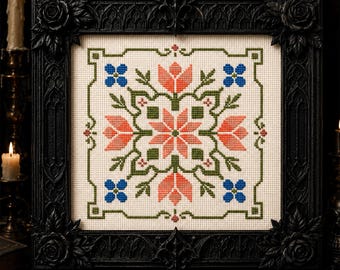 Blumen Kreuzstich Muster PDF Botanisches Motiv Chart