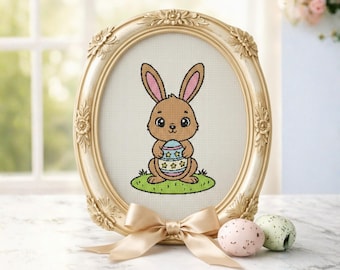 Easter Bunny Cross Stitch Pattern Bunny Painting Easter Egg Cross ...