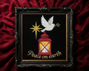 Christmas Lantern Cross Stitch Pattern PDF White Dove Candle Chart