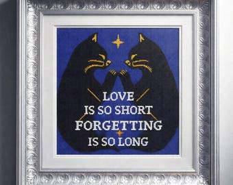 Tarot Cross Stitch Pattern PDF Black Cat Lover Gift Chart