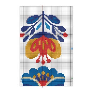 Folk Floral Cross Stitch Pattern PDF Modern Folk Art Design