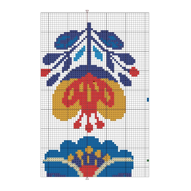 Folk Floral Cross Stitch Pattern PDF Modern Folk Art Design