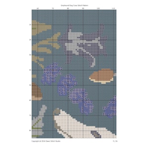 Greyhound Dog Cross Stitch Pattern PDF – Counted Floral Botanical Chart