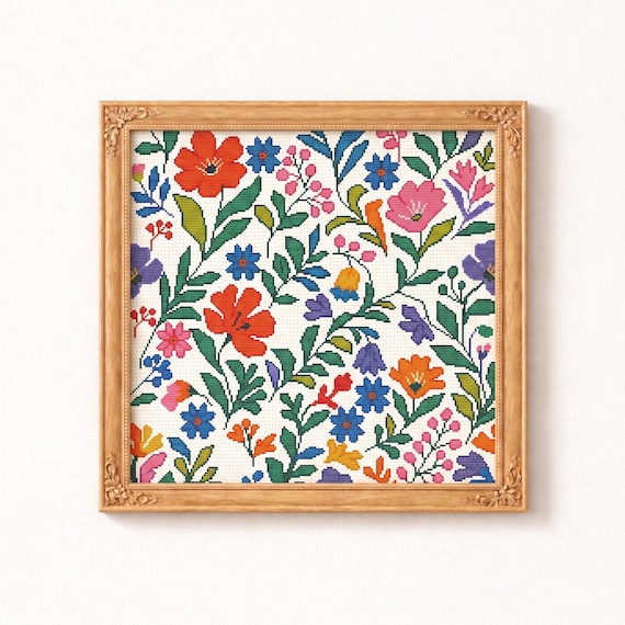Wildflower Cross Stitch Pattern PDF Floral Botanical Garden Chart