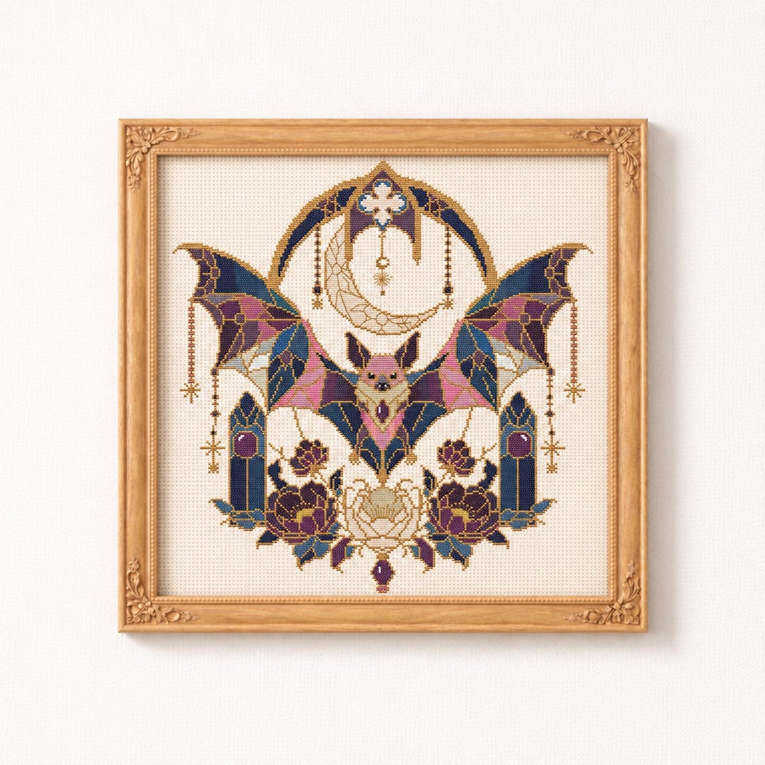 Gothic Bat Cross Stitch Pattern PDF Counted Chart Halloween - Etsy