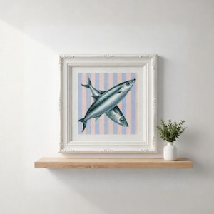 Mackerel Fish Cross Stitch Pattern PDF Counted Nautical Ocean Marine Chart