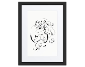 Minimal Woman Study No.5 – Abstract Cubist Figure – Hand-Drawn Ink Line Art Print | Modern Expressionist Minimal Wall Art 16x20+