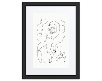 Minimal Woman Study No.4 – Floating Figure – Hand-Drawn Ink Line Art Print | Minimalist Surreal Wall Art | Modern Fine Art Poster 18x24+