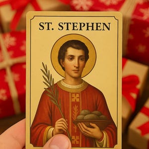 St Stephen Prayer Card | Traditional Catholic Holy Card | Printable Digital Download | Patron Saint of Deacons & Martyrs | Advent Devotional