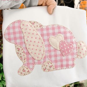 Floral Bunny Patchwork PNG, Trendy Easter PNG, Floral Retro Valentine Png, Cottage Core Gingham Patchwork PNG, Spring Patchwork png