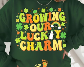 Growing Our Lucky Charm Pregnant Png,Lucky Charm Png, St Patricks Day Pregnancy Announcement Png, Lucky Mom To Be Gift, Lucky Shirt