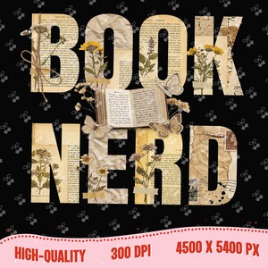 Book Nerd PNG, Retro Bookish Trendy Book Lover Sublimation Digital Design, Trendy PNG for Booktok Librarian Digital Download