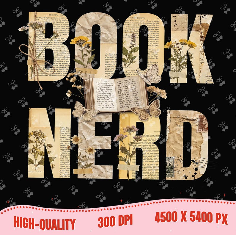 Book Nerd PNG, Retro Bookish Trendy Book Lover Sublimation Digital Design, Trendy PNG for Booktok Librarian Digital Download