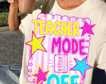Neon Striped Last Day Of School Png, Teacher Mode Off Png, Class Dismissed Sublimation Design, Teacher Summer Shirt Design, Test Day Png