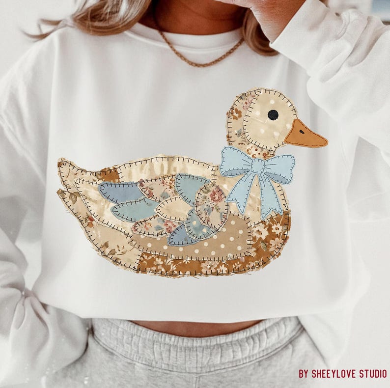 Quilted Patchwork Vintage Goose png Design | Grandma Core Digital Download | PNG File | Sublimation and DTF Design | Aesthetic Cottagecore