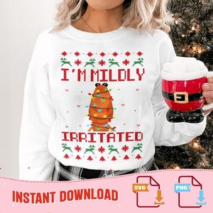 I&#39;m Mildly Irritated Ugly Christmas Png, Marcus The Worm Xmas Png, Funny Meme Christmas Png svg