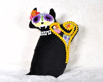 Halloween Cat Plushie Calavera Sugar Skull