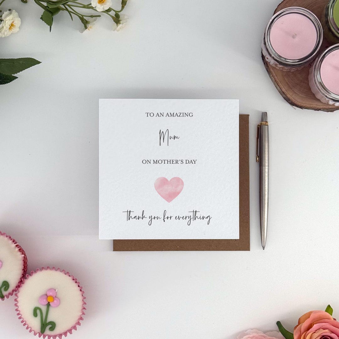 To My Amazing Mum Mother’s Day Card - Watercolour Heart Card - Etsy