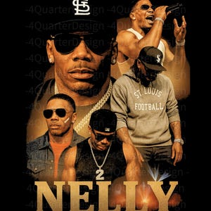 NELLY T-Shirt Design PNG. Rap, Rapper, Hip-Hop, Retro 90s Style, Vintage Bootleg Tee. Instant Download. Printable Streetwear Art.
