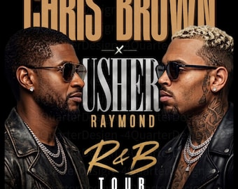 Usher Chris Brown png, R&B Tour Vibes Graphic, Retro Concert Shirt Design, Music Sublimation, Usher Shirt Png, Chris Brown Png, 300 DPI