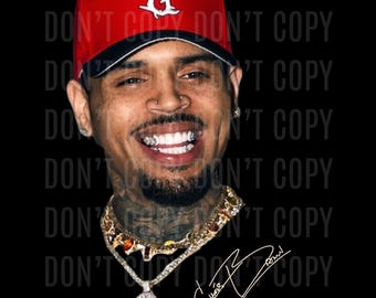 Chris Brown Face Breezy Bowl XX Tour 2025 TShirt PNG Design, Bootleg Tee, Chris Brown Head File Download 300 dpi