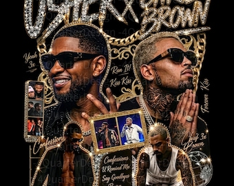 Usher Chris Brown png, R&B Tour Vibes Graphic, Retro Concert Shirt Design, Music Sublimation, Usher Shirt Png, Chris Brown Png, 300 DPI