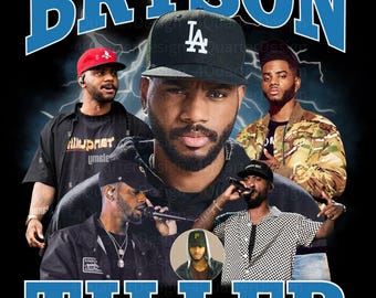 Bryson Tiller PNG Shirt Design, Tiller PNG Digital 4500x5100 px. Hiphop, Rap, 90s Vintage, Bootleg Tee. Instant Download And Ready To Print.