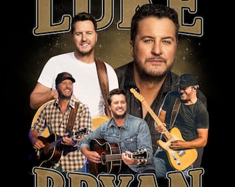 Maglietta grafica vintage anni '90 di Luke Bryan in formato PNG, regalo per fan di Luke Bryan, maglietta alla moda del tour di Luke Bryan, merchandising di Luke Bryan, maglietta da concerto di musica country