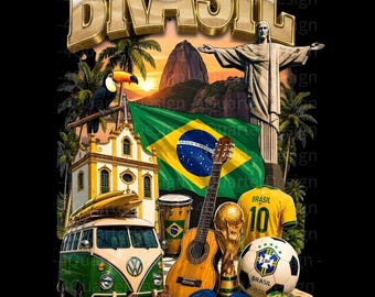 Brasil PNG Sublimation Design, Brazil T Shirt Design, Brasil Shirt Design, Brazilian Football Brasil Soccer Png Digital Download