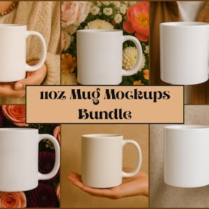 White Coffee Mug Mockup Bundle: Boho Styled 11oz (PDF Files)