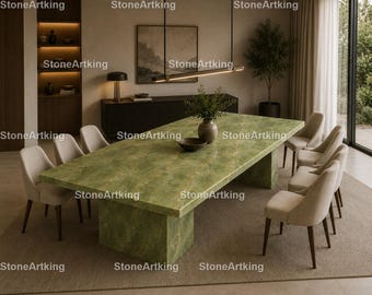 Luxury Green Onyx Dining Table | Rectangular Marble Dining Table Green Onyx Marble Dining Table |     Rectangular Green Onyx Dining Table