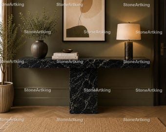 Luxury Green Spider Marble Console Table Handmade Green Spider Marble Console Table  Modern Marble Green Spider Marble Console Table