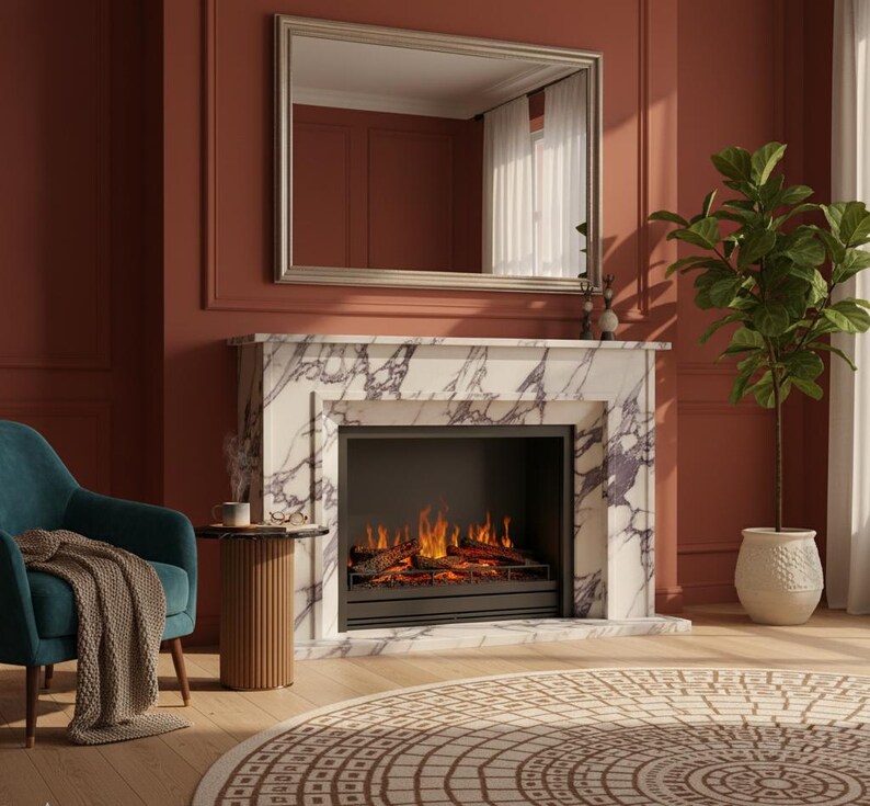 Calacatta Viola Marble Fireplace Mantel Surround | Hand-carved White ...