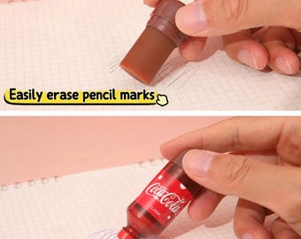 Coke Bottle Eraser, Soda Stationery, Novelty Desk Accessory, School Supplies