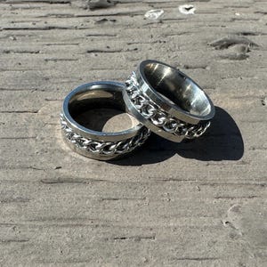 Titanium Spinner Ring for Anxiety – Chain Fidget Band for Men or Women