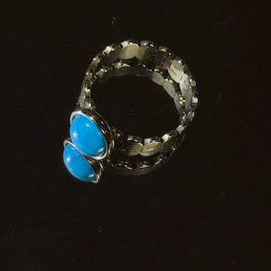 Dainty Turquoise Ring for Women – Adjustable Gemstone Boho Jewelry