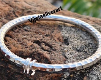 Heavy Solid Sterling Silver Bangle: Chunky Silver Bracelet