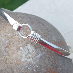 Bangle Gifts for Her First Meeting Handmade Free size exchanges Sterling 925 Silver Caribbean Hook Bracelet,  Silver Hook Open  Wedding Gift